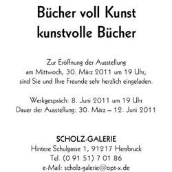 Einladung in die Scholz-Galerie zur Ausstellung „Bücher voll Kunst – kunstvolle Bücher“