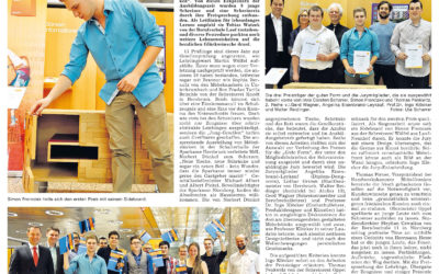 Möbelmacherin Sophia Bernutz mit EinsKommaNull-Zeugnis – Gute Form und Freisprechungsfeier 2014 in der Sparkasse Hersbruck