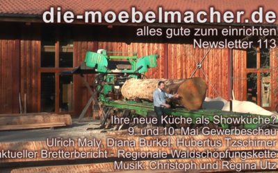 Newsletter 113: Gewerbeschau mit Koch-Einrichtung in live und die mobile Säge