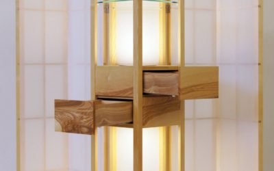 Sophias Säulenmöbel aus Esche als Projekt an der Meisterschule begeistert die Gäste
