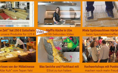 Newsletter 154: Schneidbrett-Gutschein in „Die Zeit“ – Steffis Küche in Ulm – Kurioses von der Möbelmesse – Fischhaut und Kochworkshop