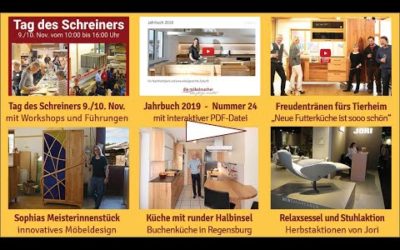 Newsletter 160: Tag des Schreiners am Wochenende, Kochworkshop, Jahrbuch, Jori Relax- und Stuhlaktion