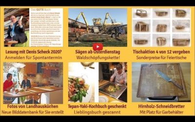 Newsletter 165: Sägen ab Dienstag, Landhausküchen, Kochbuch verschenken, Tisch-Aktion, Hirnholz-Schneidbretter, Heimbüro