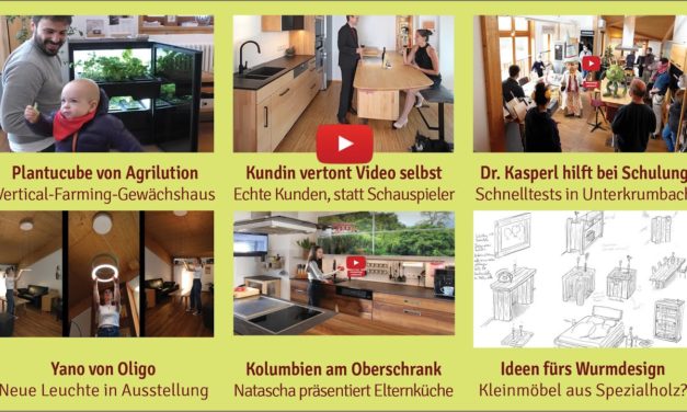 Newsletter 175: Kundin vertont Küchenvideo selbst, Kräutergewächshaus Plantcube, Dr. Kasperl hilft bei Schnelltests, Idee fürs Wurmdesign, neue Oligoleuchte Yano