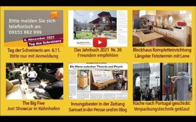 Newsletter 180: Tag der Schreinerin, Neue Leuchten, Blockhaus-Kompletteinrichtung, Joris Big Five, ProNatura-Tagung, Joka 100 Jahre, Portugal, Relevanzreporter