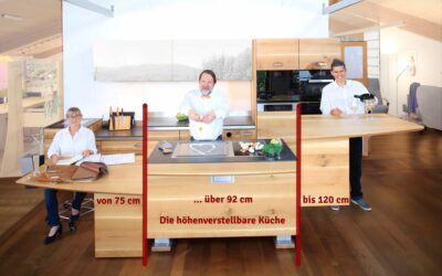 Die erste höhenverstellbare Küche aus Massivholz für Groß und Klein