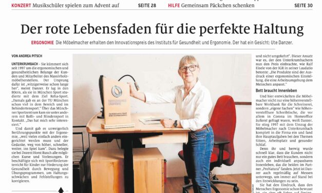 Ute Danzer im Presse-Portrait: „Der rote Lebensfaden für die perfekte Haltung – Innovationspreis Ergonomie 2023