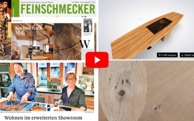 NL 217: Unsere Massivholzküchen im Feinschmecker; 4-Meter-Konferenztisch zum Kochen; 25 Jahre Musterhaus; Karpfen; Klappbetten; Chips vom Papst?
