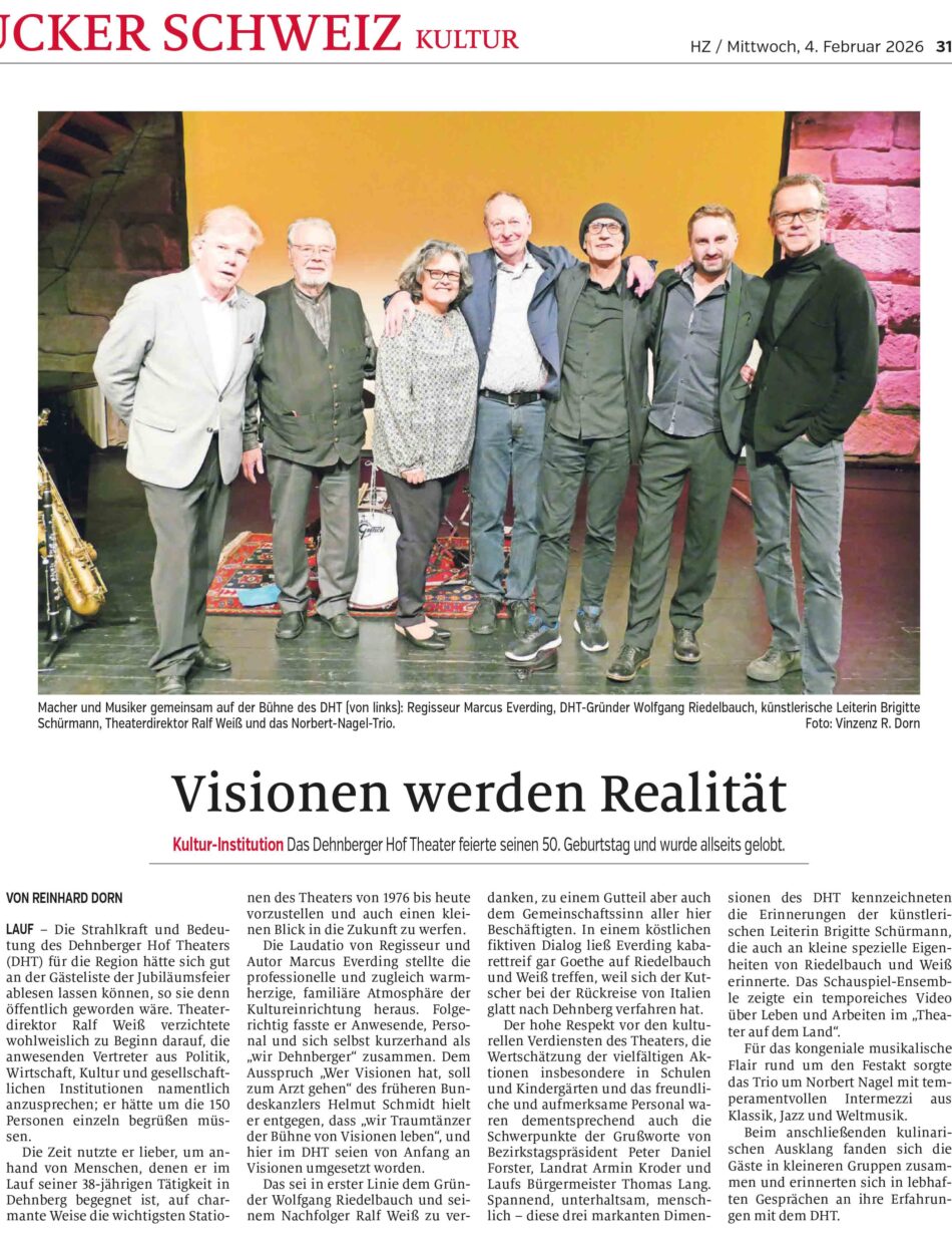 Zeitungsbericht 50 Jahre Dehnberger Hof Theater