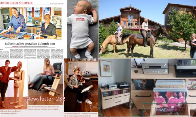 Newsletter 232: Gespräche über die Nachfolge; Wer nicht aufhören kann, mit dem ist nichts anzufangen; Plattenschrank in staubsicher; neue Sonderangebotsseiten; Schreibtische; Bettsysteme Sommeredition;