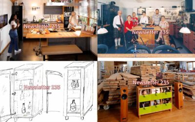 Newsletter 235: Nachfolge mit Lebenshilfe; Vermisstensuche; neue Ausstellungsküche; Sarg-Möbel als Whisky-Vitrine ; Bunte Schallplattenschränke; Sonderangebote; Filmsommer Kisiba;